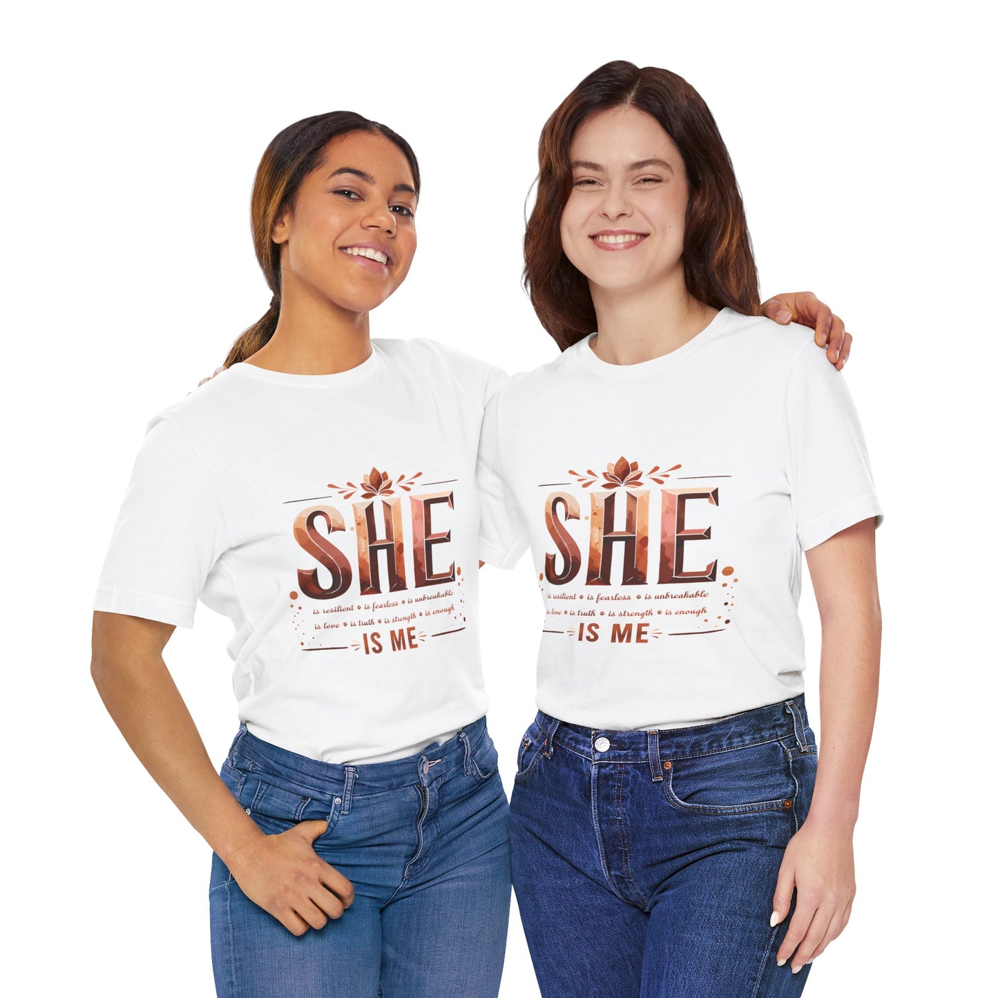 She Is Me Women’s Empowerment Tee | Resilient Strong & Conquered Shirt | Motivational Feminist Graphic Tee | Self-Love & Strength Gift for Her