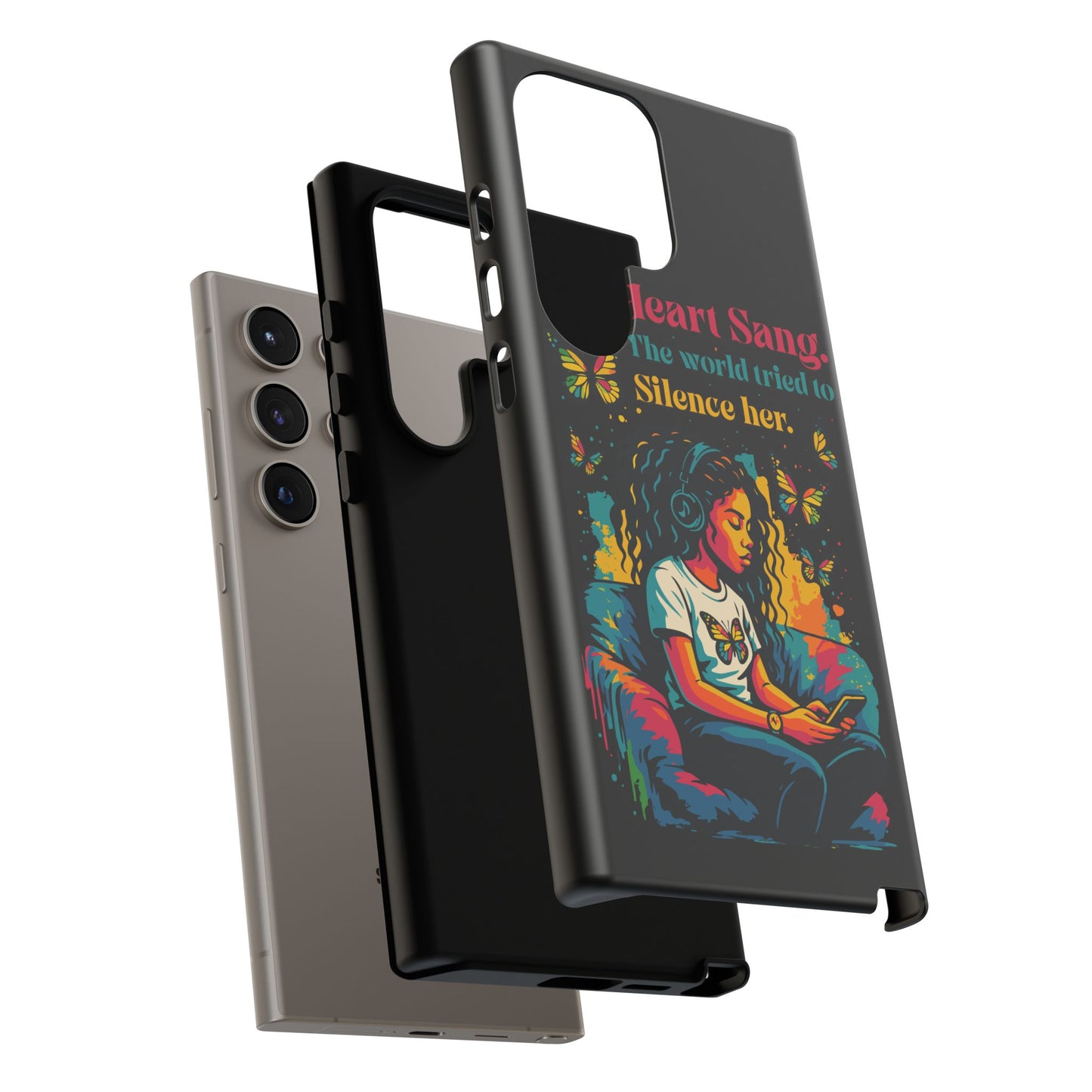 Her Heart Sang Phone Case — Artistic Empowerment Quote Cover, Motivational Gift for Women, Protective iPhone, Samsung, & Google Case