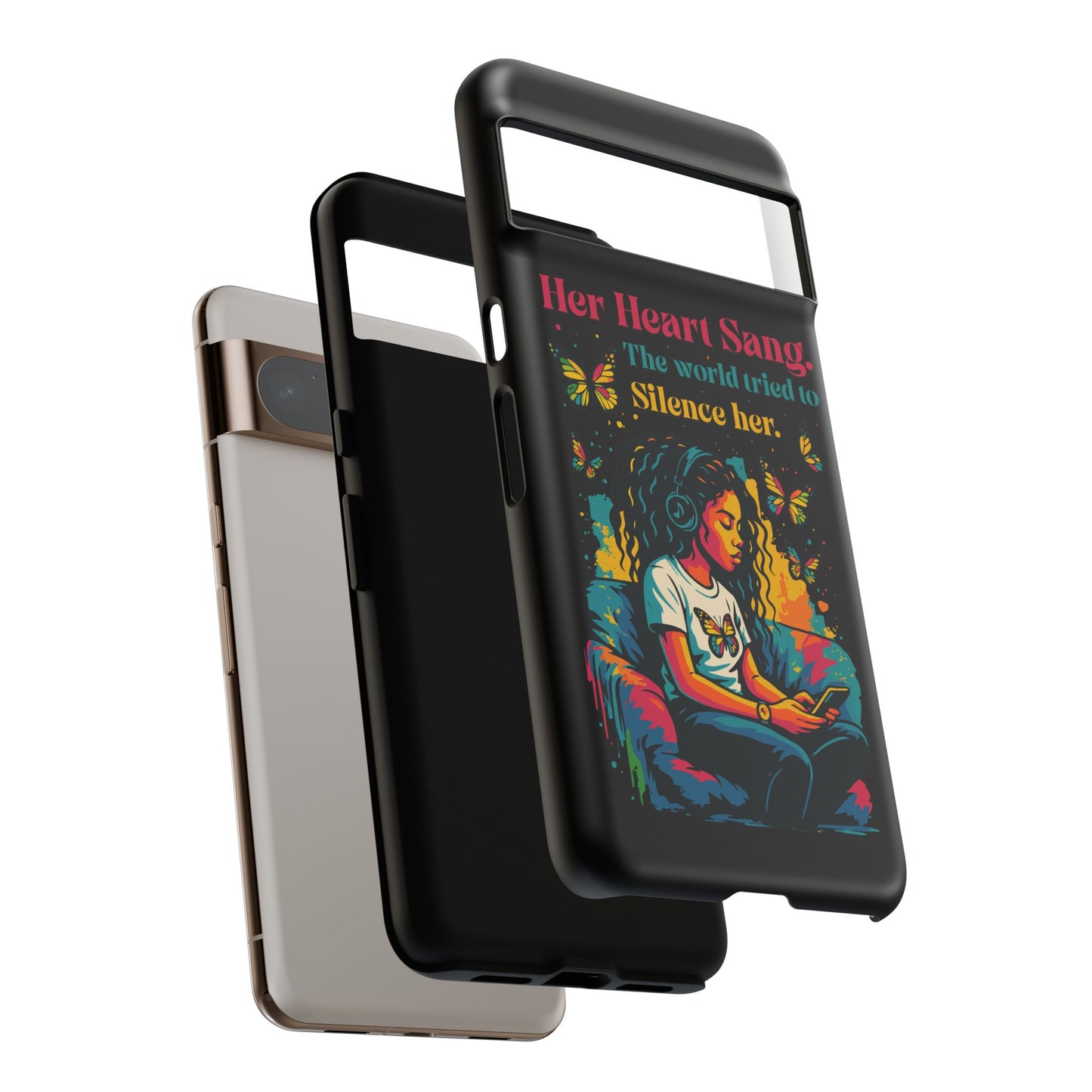 Her Heart Sang Phone Case — Artistic Empowerment Quote Cover, Motivational Gift for Women, Protective iPhone, Samsung, & Google Case