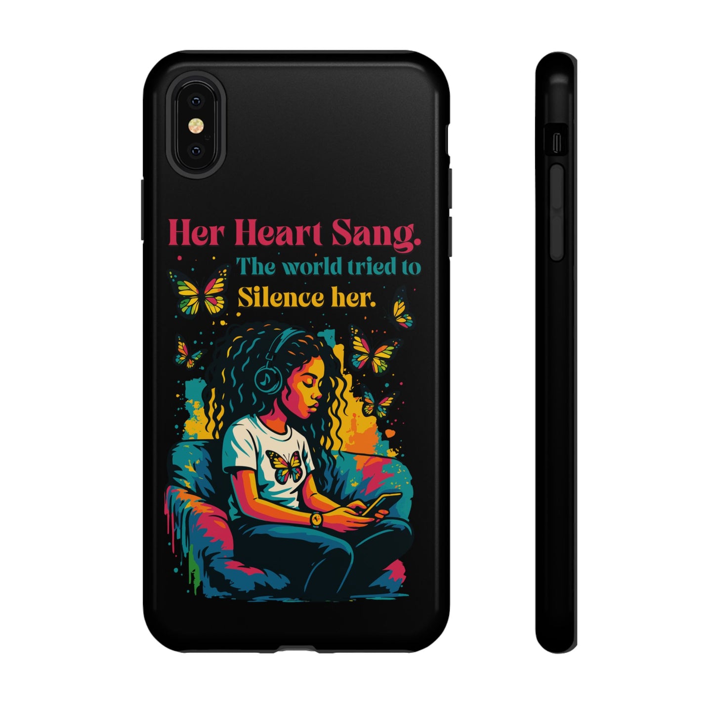Her Heart Sang Phone Case — Artistic Empowerment Quote Cover, Motivational Gift for Women, Protective iPhone, Samsung, & Google Case
