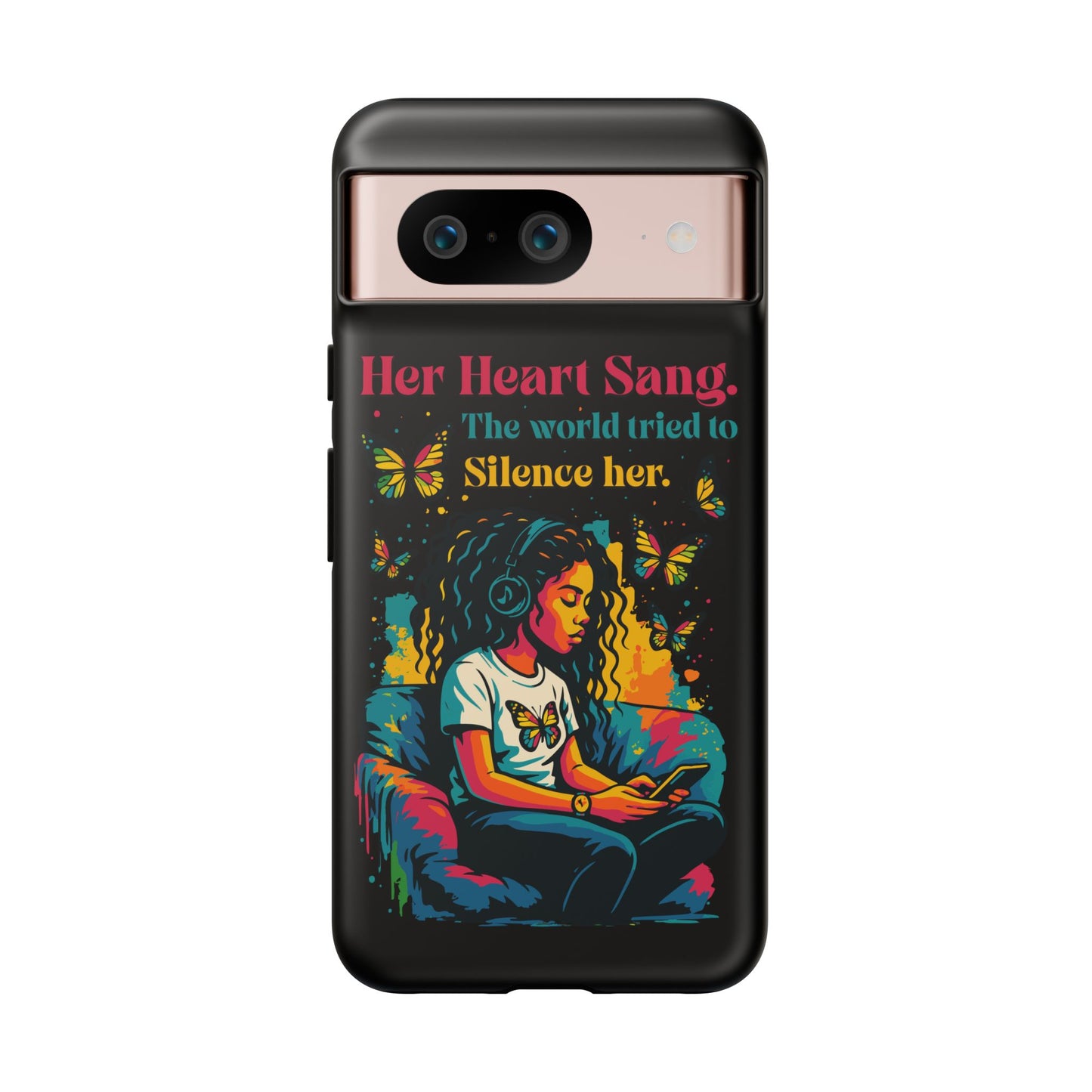 Her Heart Sang Phone Case — Artistic Empowerment Quote Cover, Motivational Gift for Women, Protective iPhone, Samsung, & Google Case