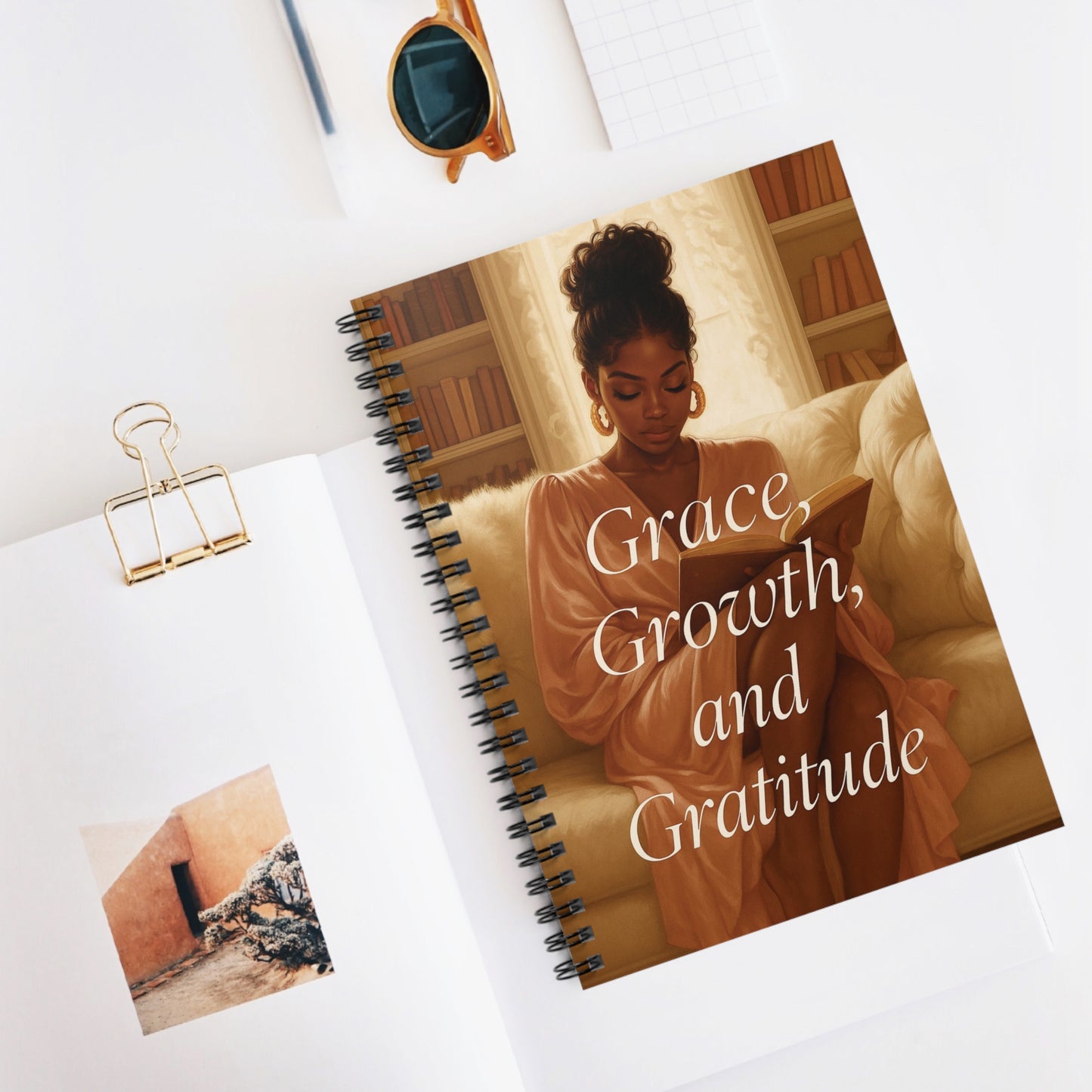 Grace, Growth, and Gratitude Spiral Notebook | Soft Girl Journal | Aesthetic Journal for Women | Daily Writing Notebook