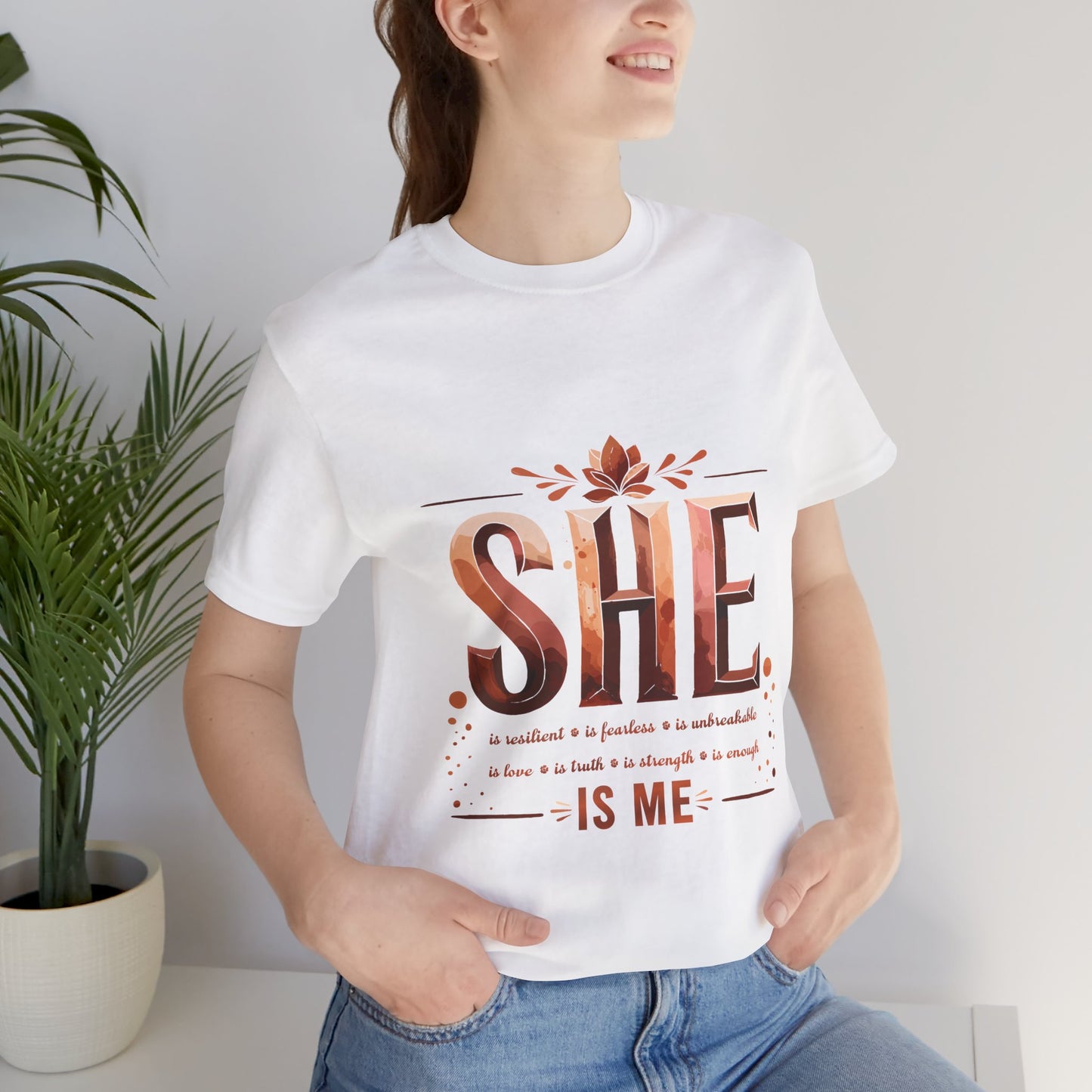 She Is Me Women’s Empowerment Tee | Resilient Strong & Conquered Shirt | Motivational Feminist Graphic Tee | Self-Love & Strength Gift for Her