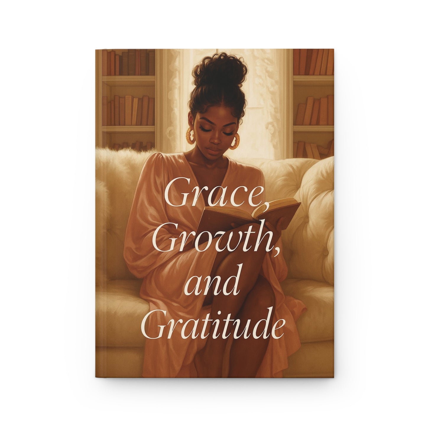 Grace, Growth, and Gratitude Journal | Soft Girl Era Notebook | Black Woman Art Hardcover | Self Love, Healing & Mindfulness Journal