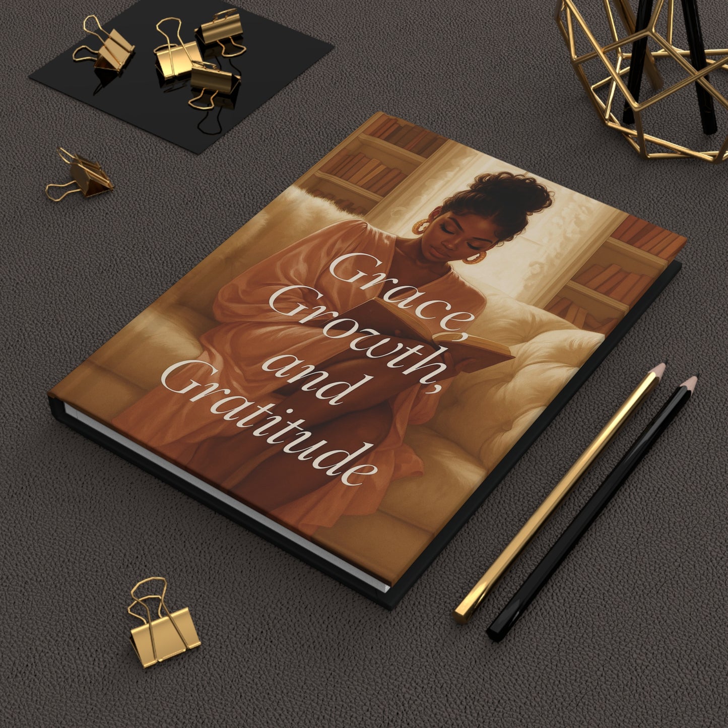 Grace, Growth, and Gratitude Journal | Soft Girl Era Notebook | Black Woman Art Hardcover | Self Love, Healing & Mindfulness Journal