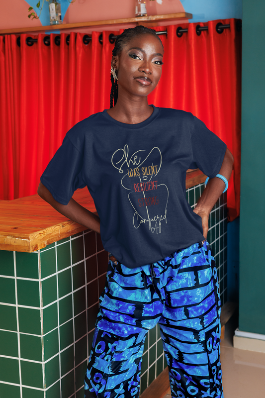 She Was Silent Resilient Strong Conquered All T-Shirt | Inspirational Women's Tee, Motivational Unisex Shirt, Empowerment Apparel